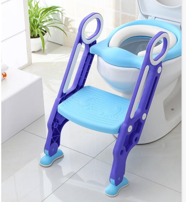 儿童阶梯折叠坐便器蓝紫色(软垫款）